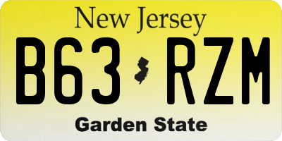 NJ license plate B63RZM