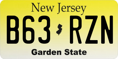 NJ license plate B63RZN