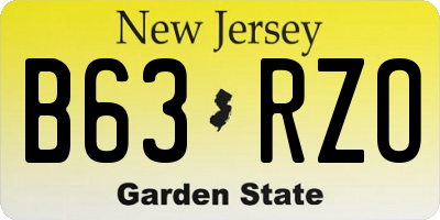 NJ license plate B63RZO