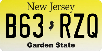 NJ license plate B63RZQ