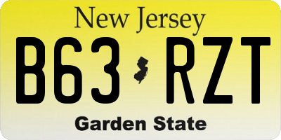 NJ license plate B63RZT