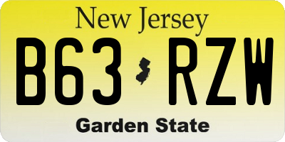 NJ license plate B63RZW