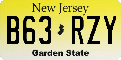 NJ license plate B63RZY