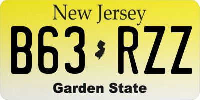 NJ license plate B63RZZ