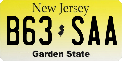 NJ license plate B63SAA