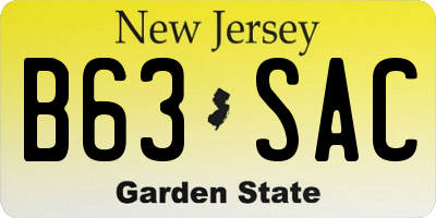 NJ license plate B63SAC