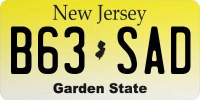 NJ license plate B63SAD
