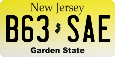 NJ license plate B63SAE