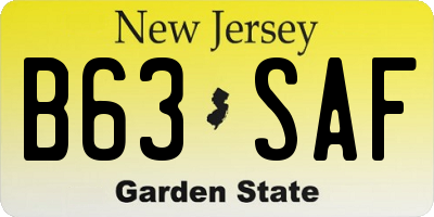 NJ license plate B63SAF