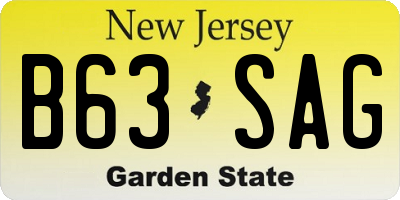 NJ license plate B63SAG