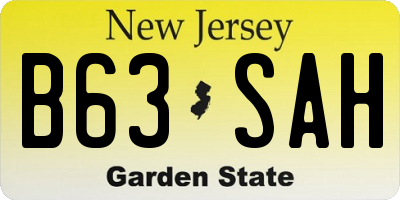 NJ license plate B63SAH