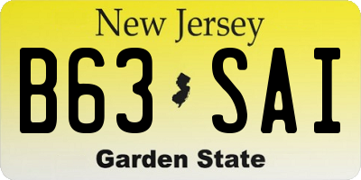 NJ license plate B63SAI