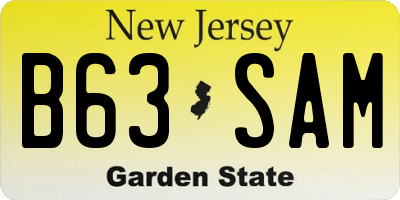 NJ license plate B63SAM