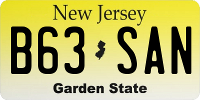 NJ license plate B63SAN