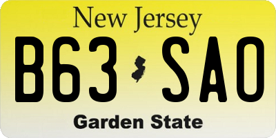 NJ license plate B63SAO