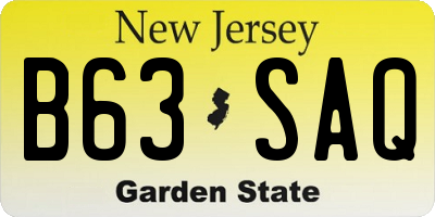 NJ license plate B63SAQ