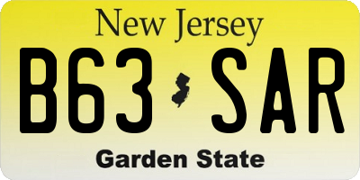 NJ license plate B63SAR