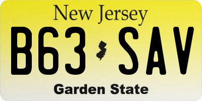 NJ license plate B63SAV