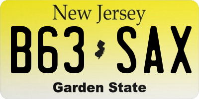 NJ license plate B63SAX