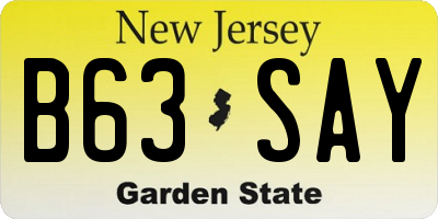 NJ license plate B63SAY
