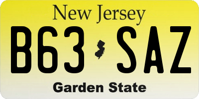 NJ license plate B63SAZ