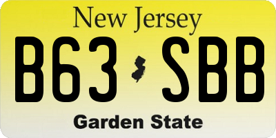 NJ license plate B63SBB