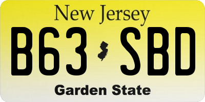 NJ license plate B63SBD