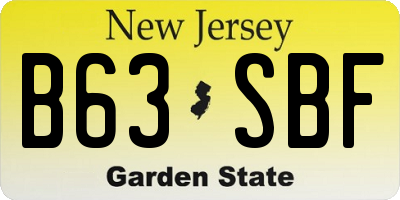NJ license plate B63SBF