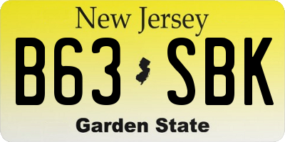 NJ license plate B63SBK