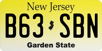 NJ license plate B63SBN