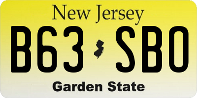 NJ license plate B63SBO