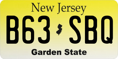 NJ license plate B63SBQ
