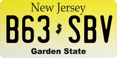 NJ license plate B63SBV