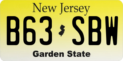 NJ license plate B63SBW