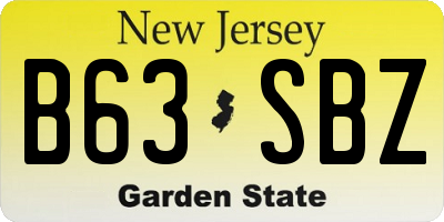 NJ license plate B63SBZ