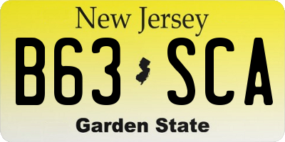 NJ license plate B63SCA