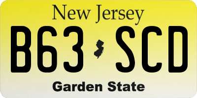 NJ license plate B63SCD