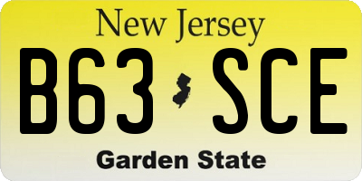 NJ license plate B63SCE