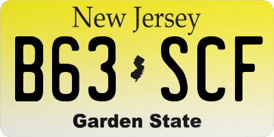 NJ license plate B63SCF