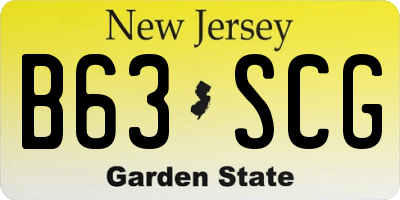 NJ license plate B63SCG