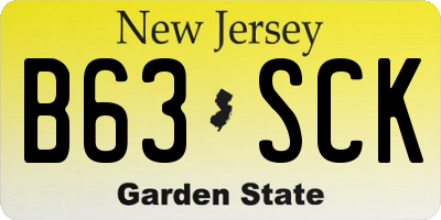 NJ license plate B63SCK