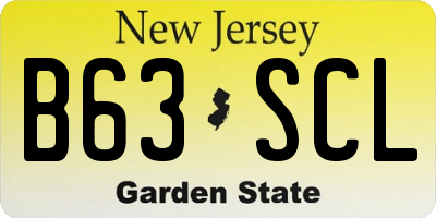 NJ license plate B63SCL