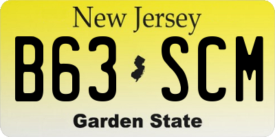 NJ license plate B63SCM