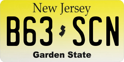 NJ license plate B63SCN