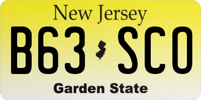 NJ license plate B63SCO