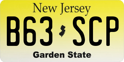 NJ license plate B63SCP