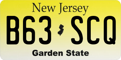 NJ license plate B63SCQ