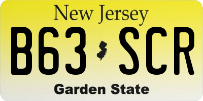 NJ license plate B63SCR