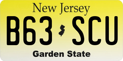 NJ license plate B63SCU