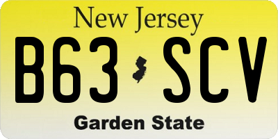 NJ license plate B63SCV